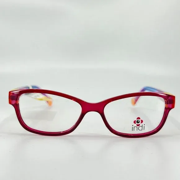 Indi KG 7001 PK Eyeglasses Frames Blue Purple Orange Square Striped 49-15-135 - Picture 2 of 10